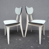 2 chaises en formica vert d'eau
