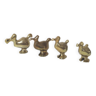 Famille de canards "dodos" en laiton 1960