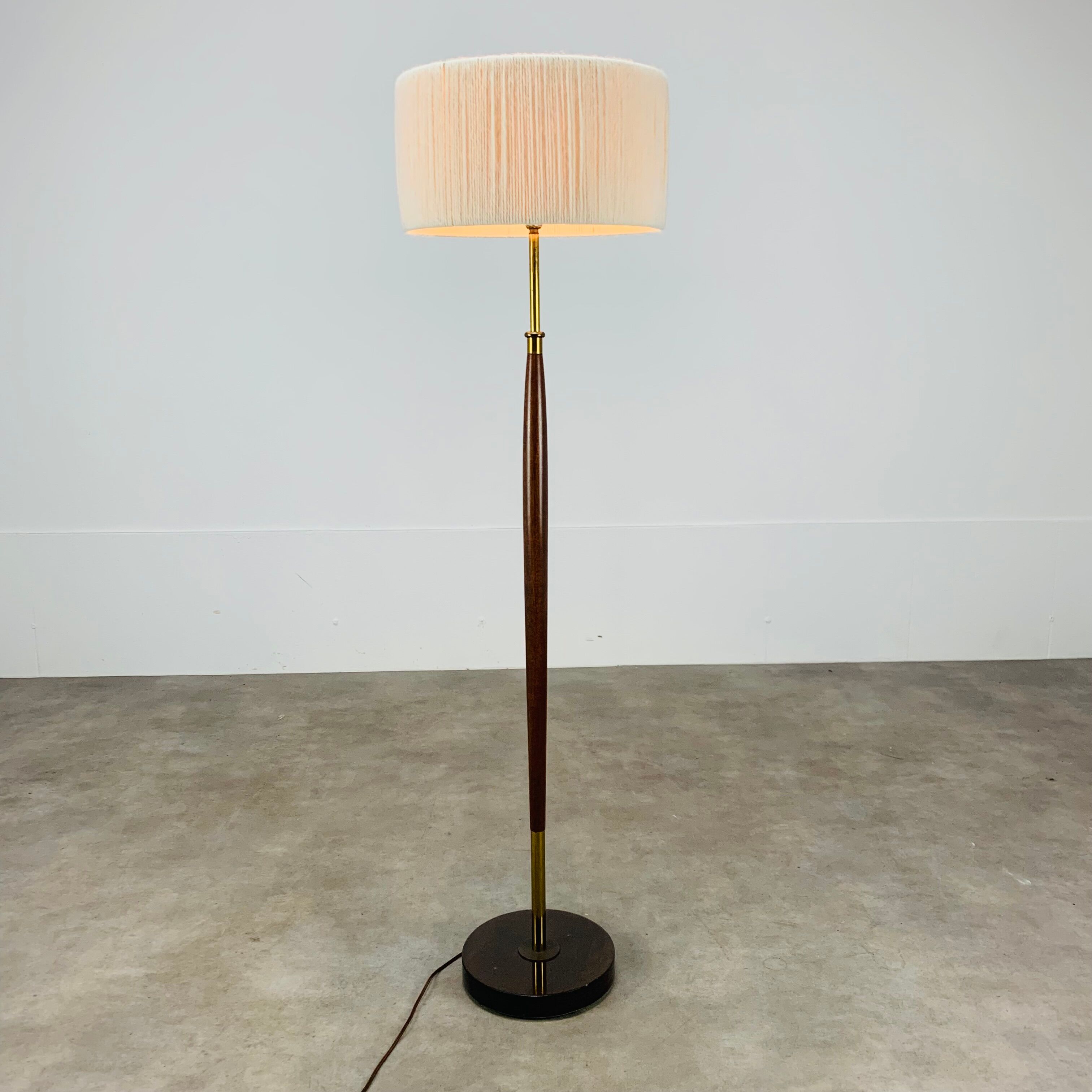 Scandinavian teak and brass floor lamp 60s