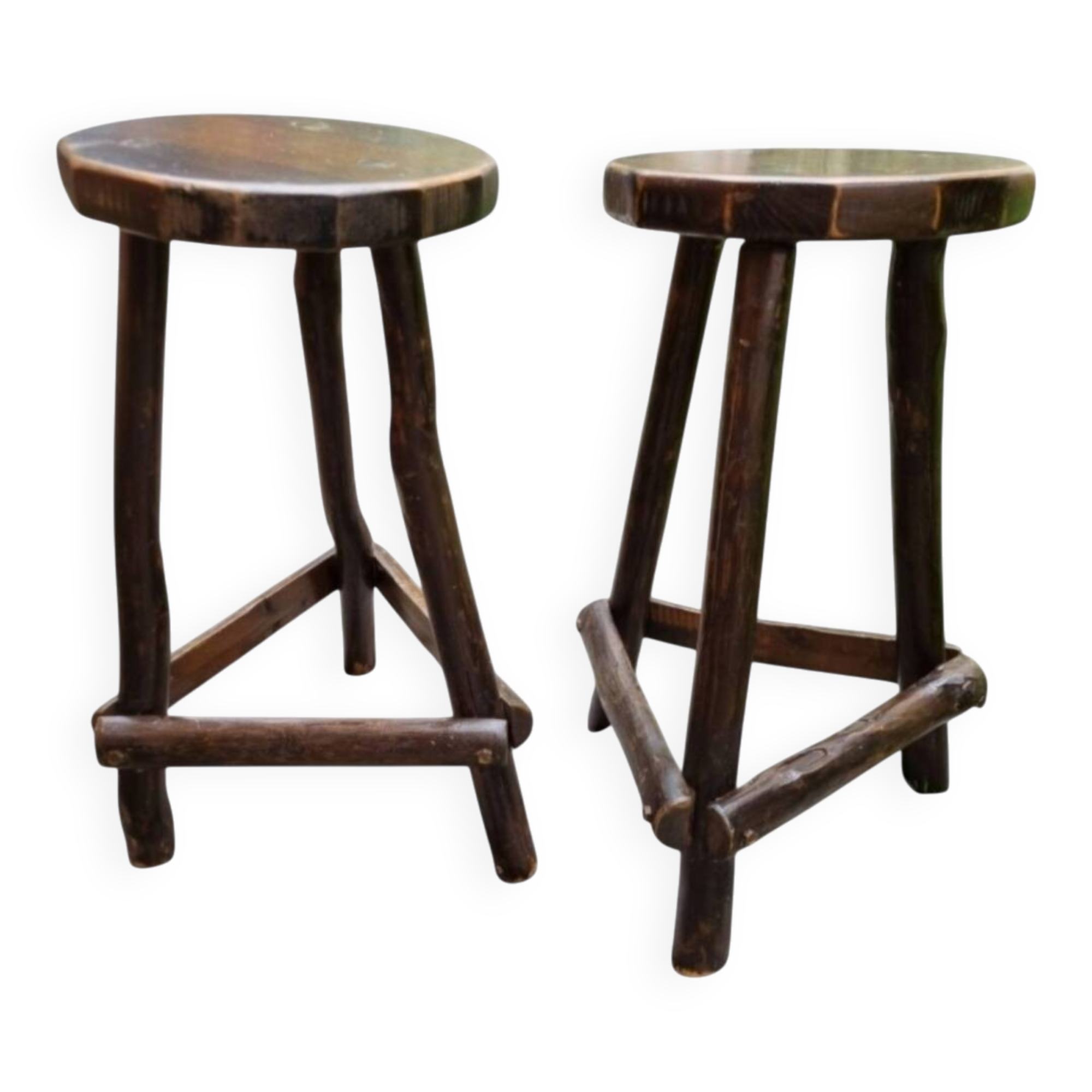 Paire de tabourets hauts brutalistes