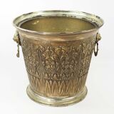 Champagne bucket in brass regrowth silver with lion handles, 1900s