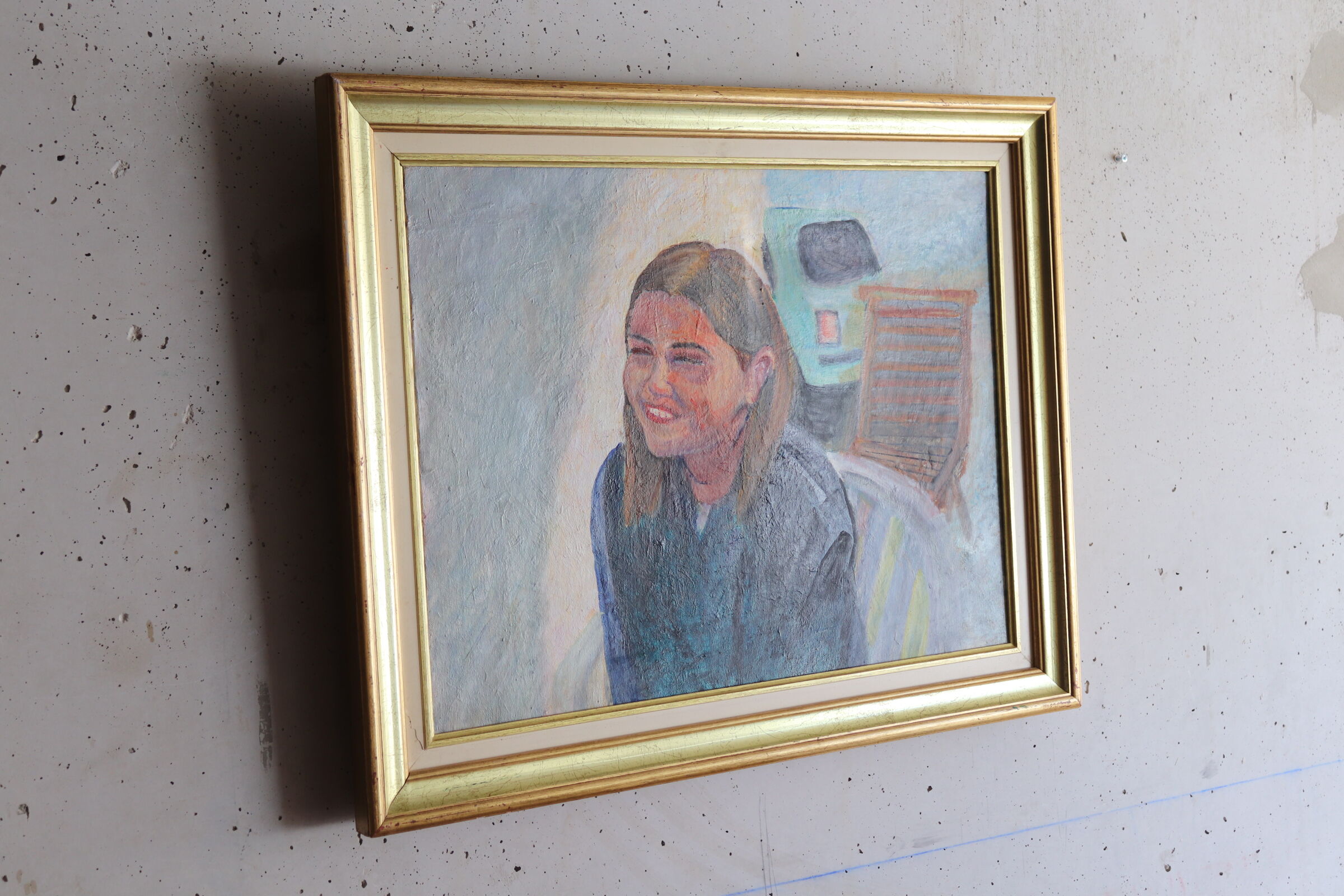 Oil on canvas laughing girl