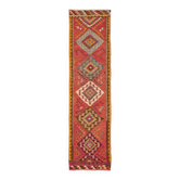 Turkish Handwoven Vintage Herki Kilim 93 cm x 343 cm