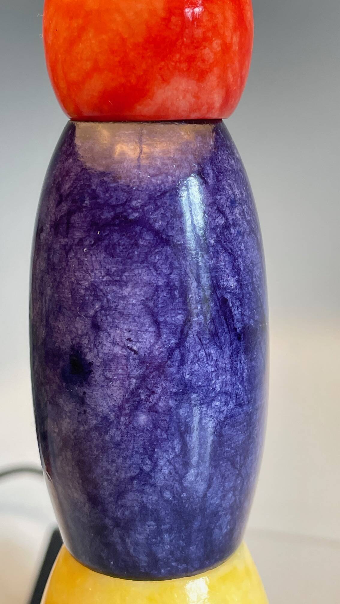 ALABASTER STONE LAMP Blue, Yellow and Red 80s