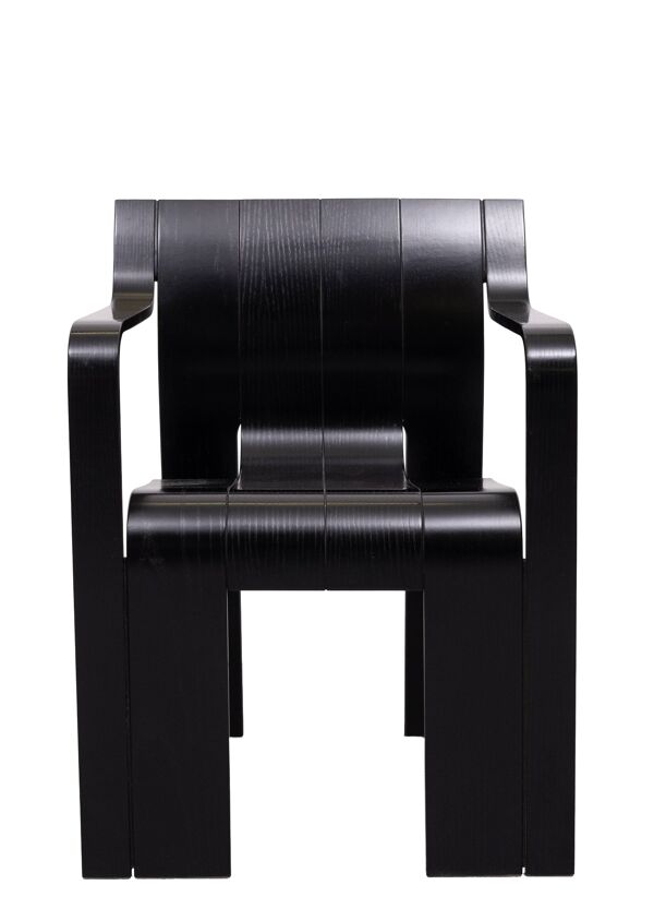 Chaises Black Strip de Gijs Bakker avec accoudoirs des années 1970, Hollande