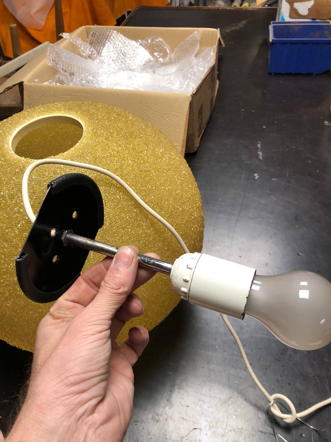 Vintage Rotaflex ball pendant light circa 1960