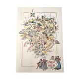 Old Limousin map illustrated Jacques Liozu 1951