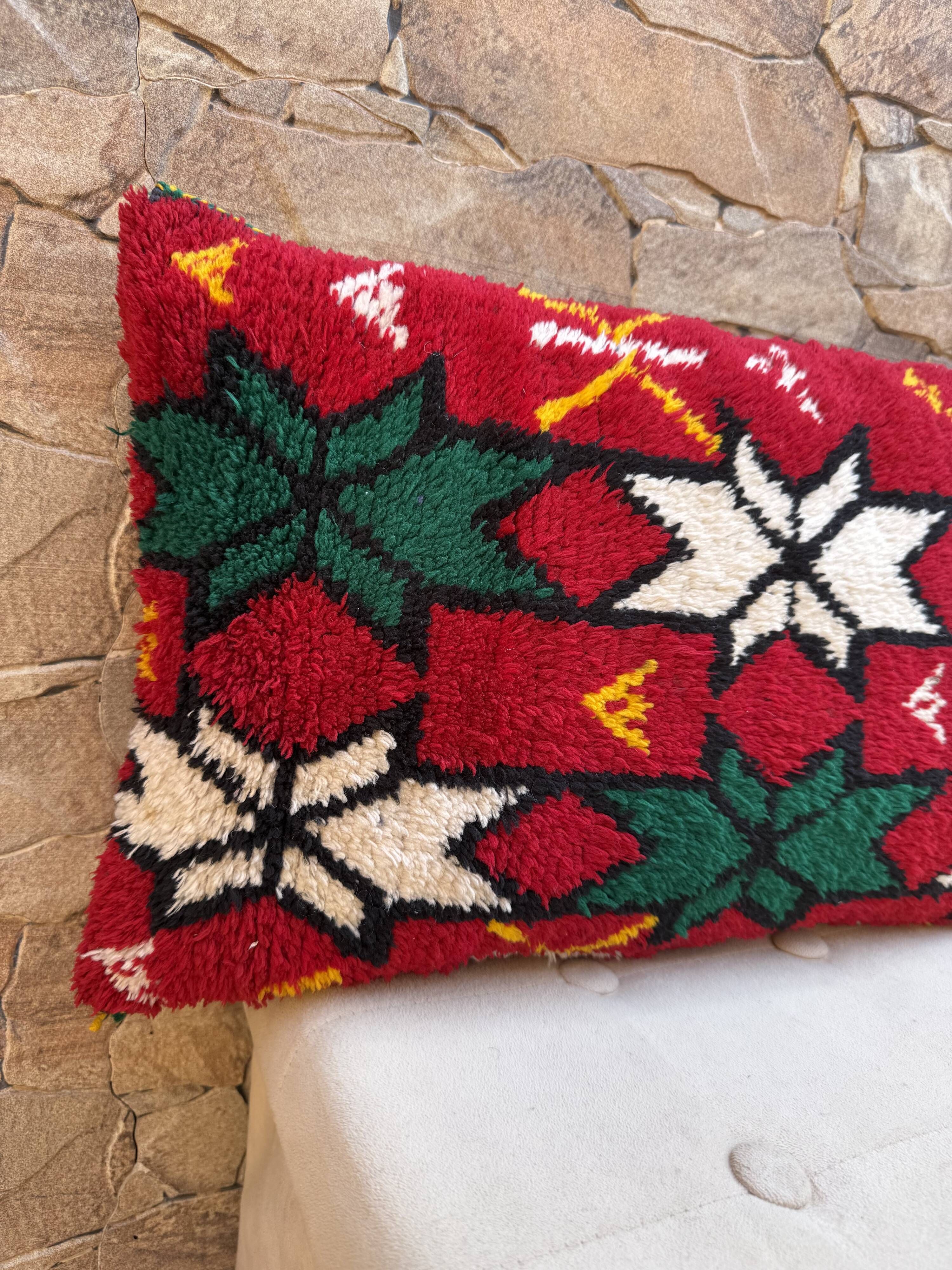 Vintage Berber cushion cover, Moroccan wool cushion.