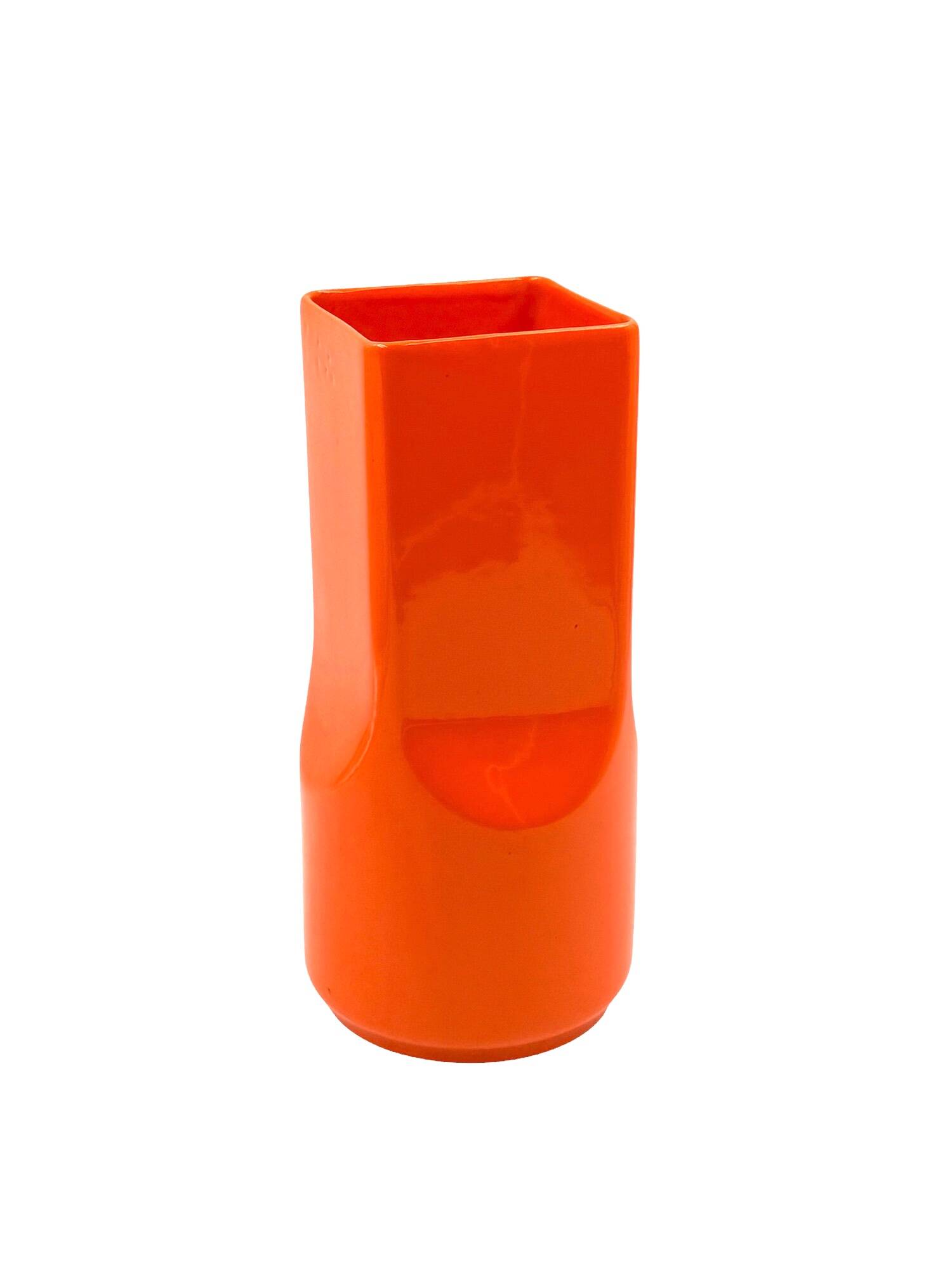 Studio Opi, space age orange ceramic vase, Gabbianelli Italy ca. 1960