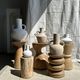 Large handcrafted terracotta vase painted white with double handles H40 D30