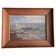 Swedish oil painting, ocean/archipelago motif with pine frame, mid-1900s.