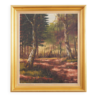 Painting „The Deep in the forest”, Scandinavian design, 1970s