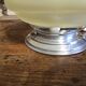 Vintage table lamp Globe saucer in frosted yellow glass with a trim.
