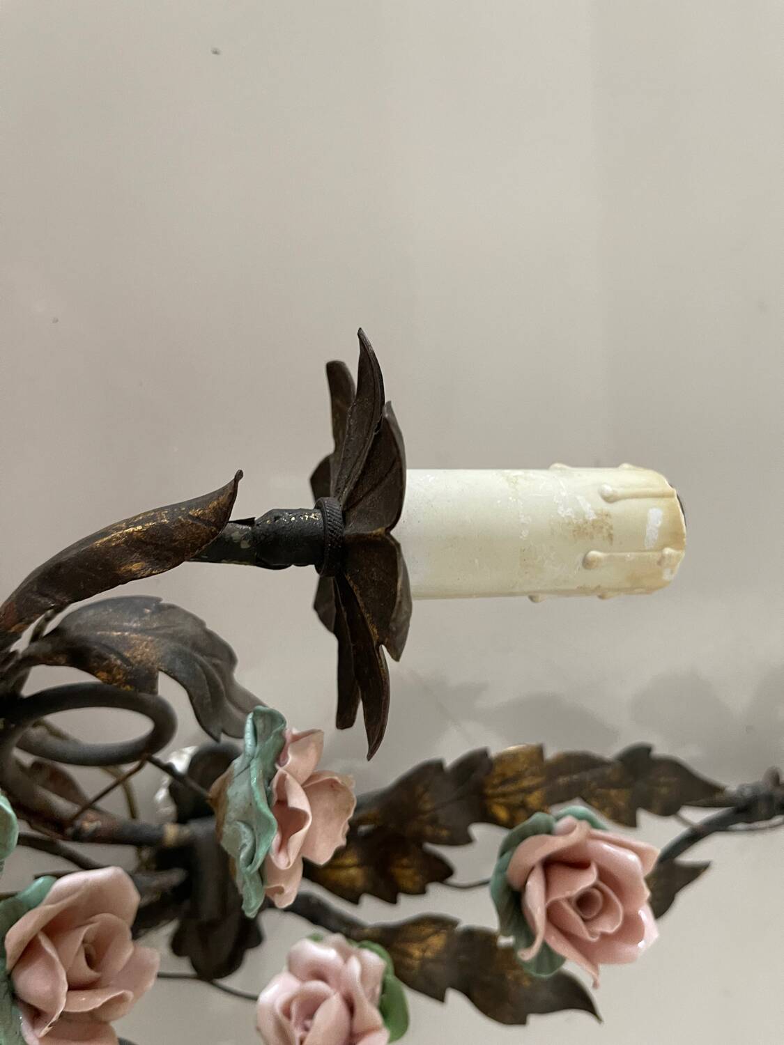 Italian Tole Rose Flower Sconces Set of 2