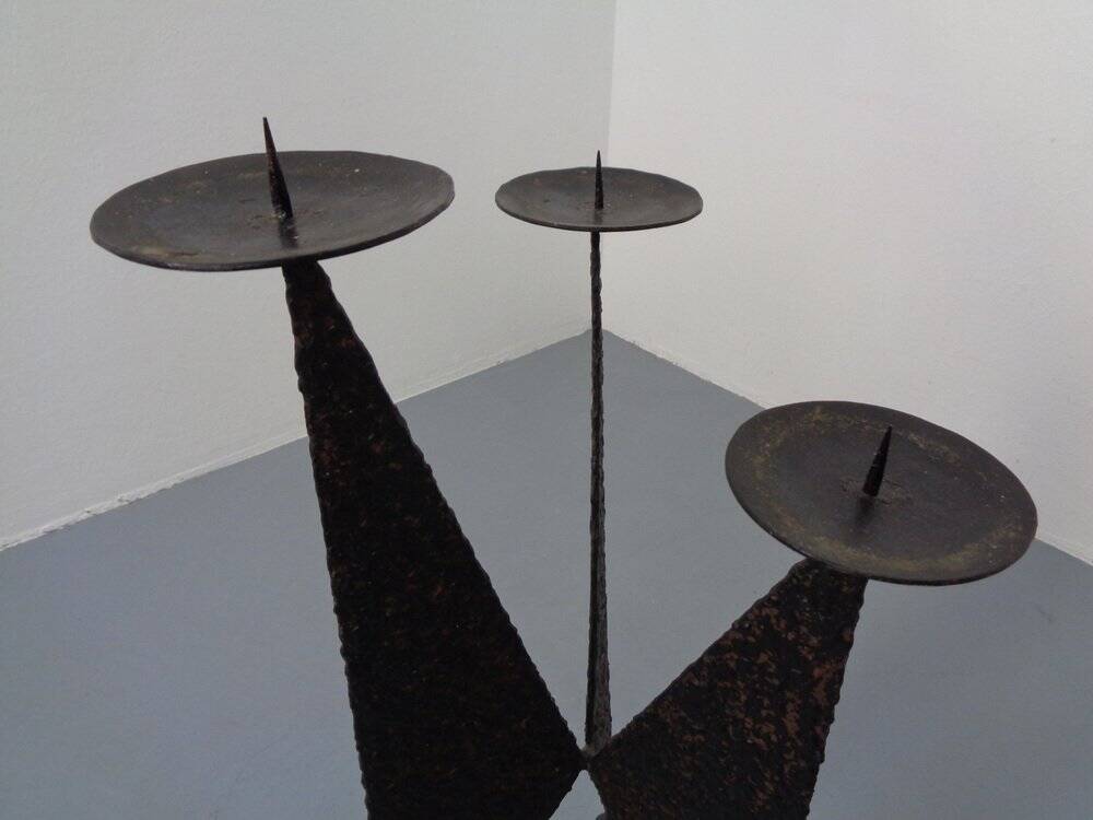 Brutalist German Iron Candleholder, 1960s