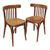Set of 2 vintage wooden bistro chairs