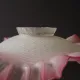 French Vintage 1930s Patterned Pink And White Frilled Glass Shade