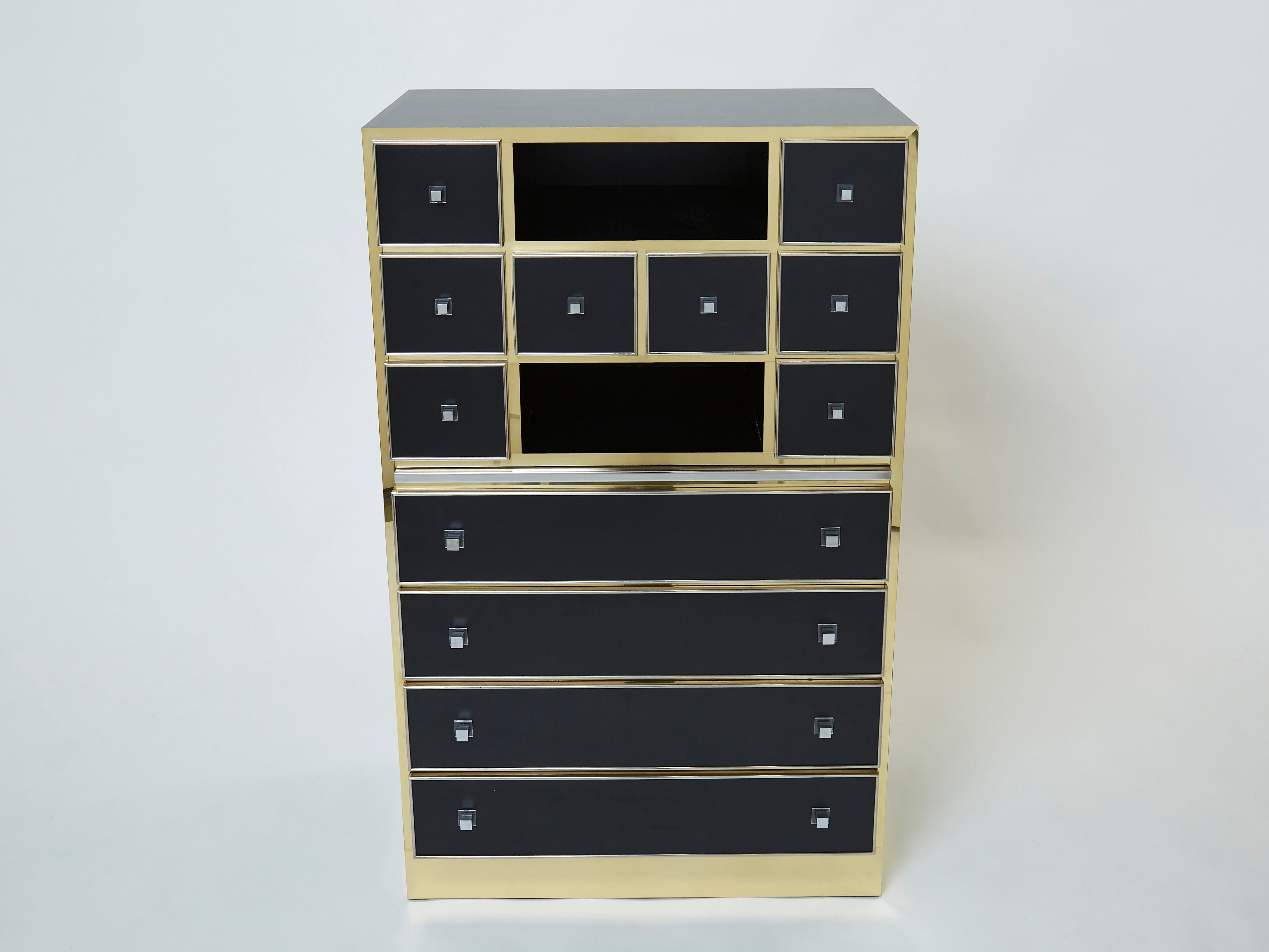 Secretary brass chrome lacquer Michel Pigneres 1970