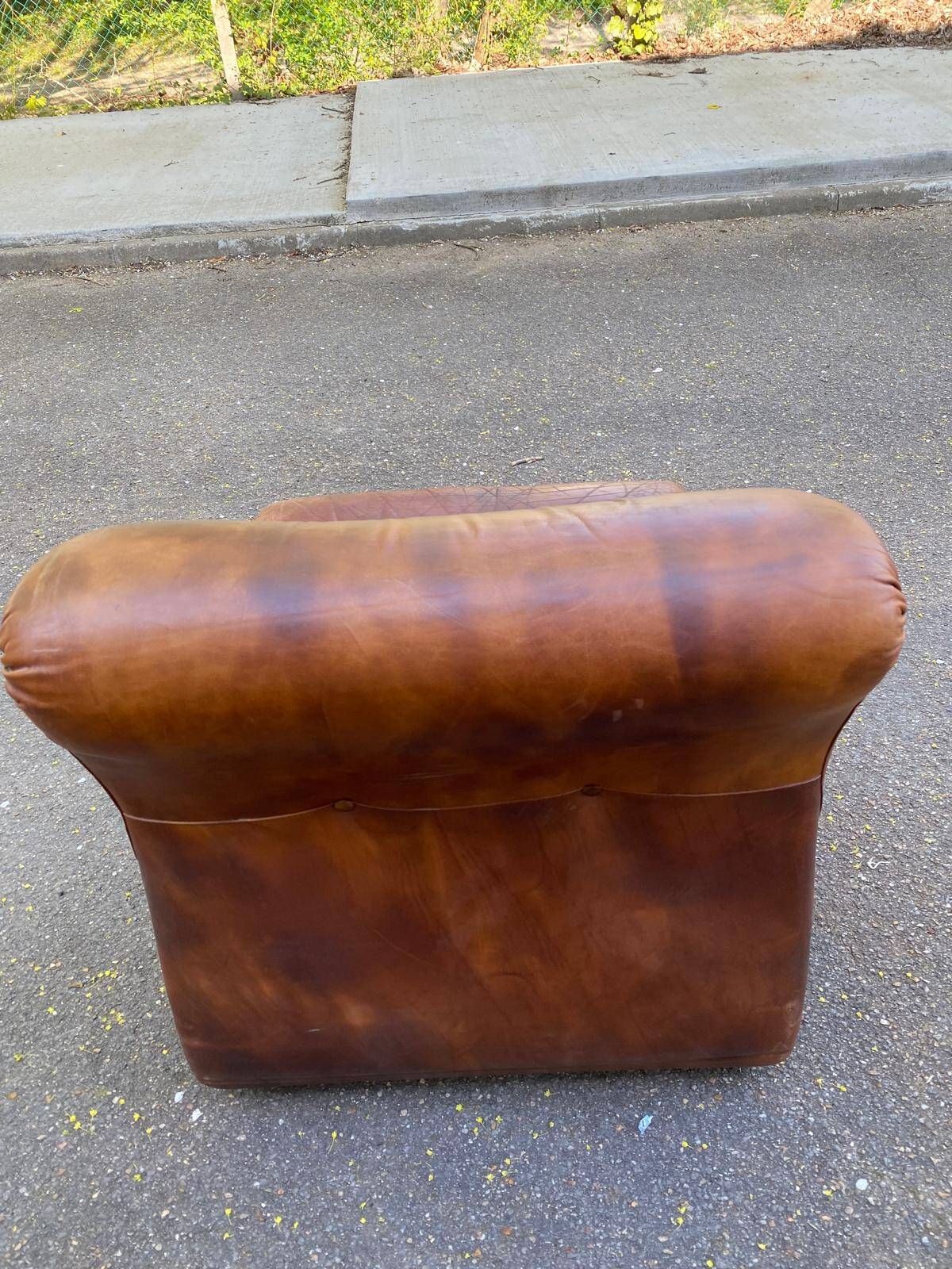 Modular brown leather canapé from Cognac, Italy, 1970.