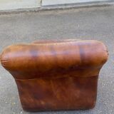 Modular sofa in cognac brown leather, Italy 1970s