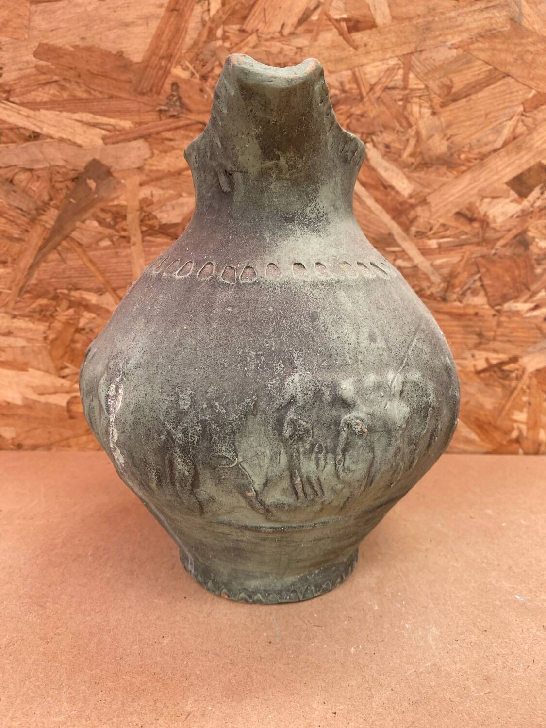 Antique marcelo jornet pitcher green terracotta vintage