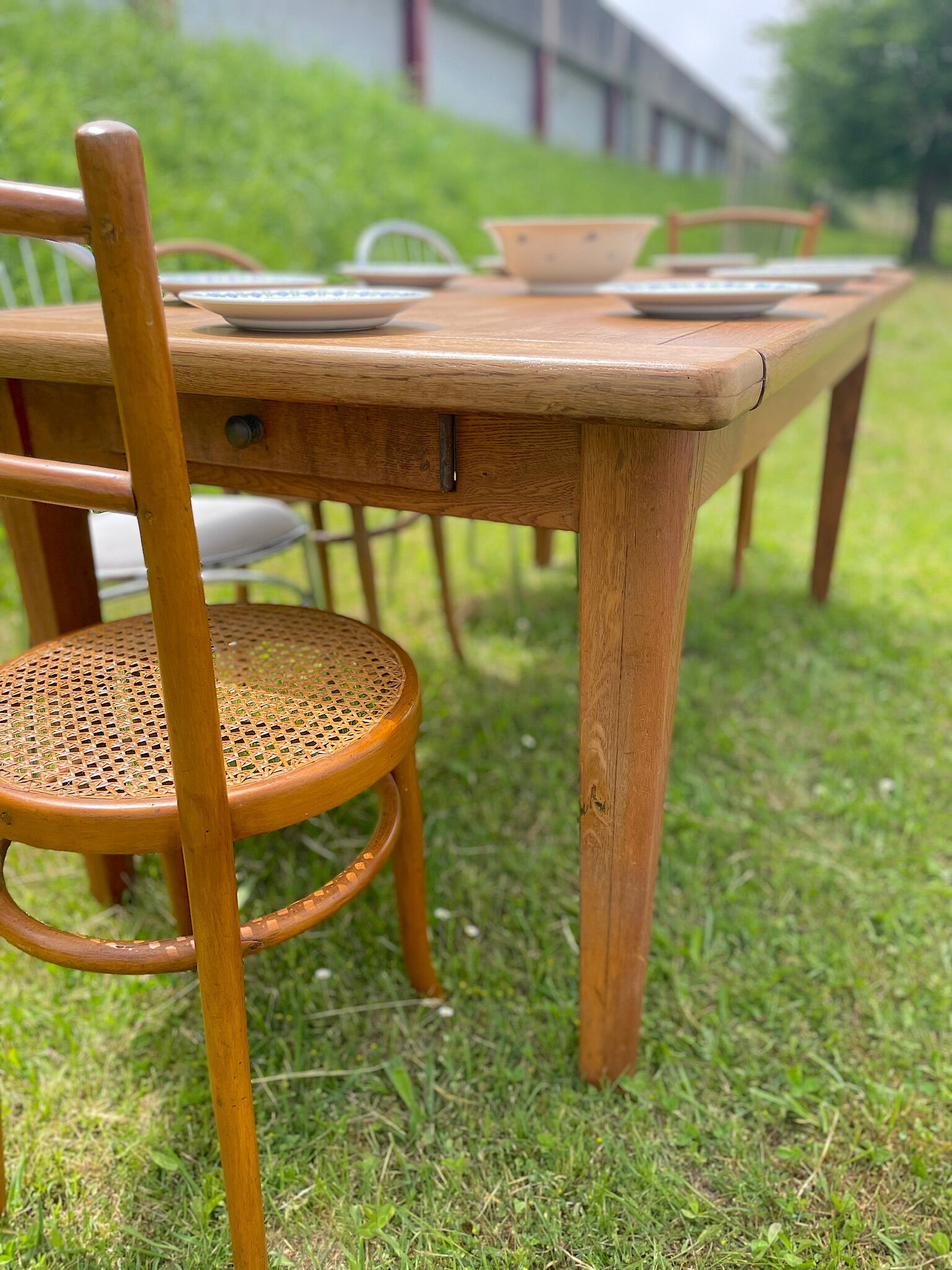 Vintage wooden farmhouse table