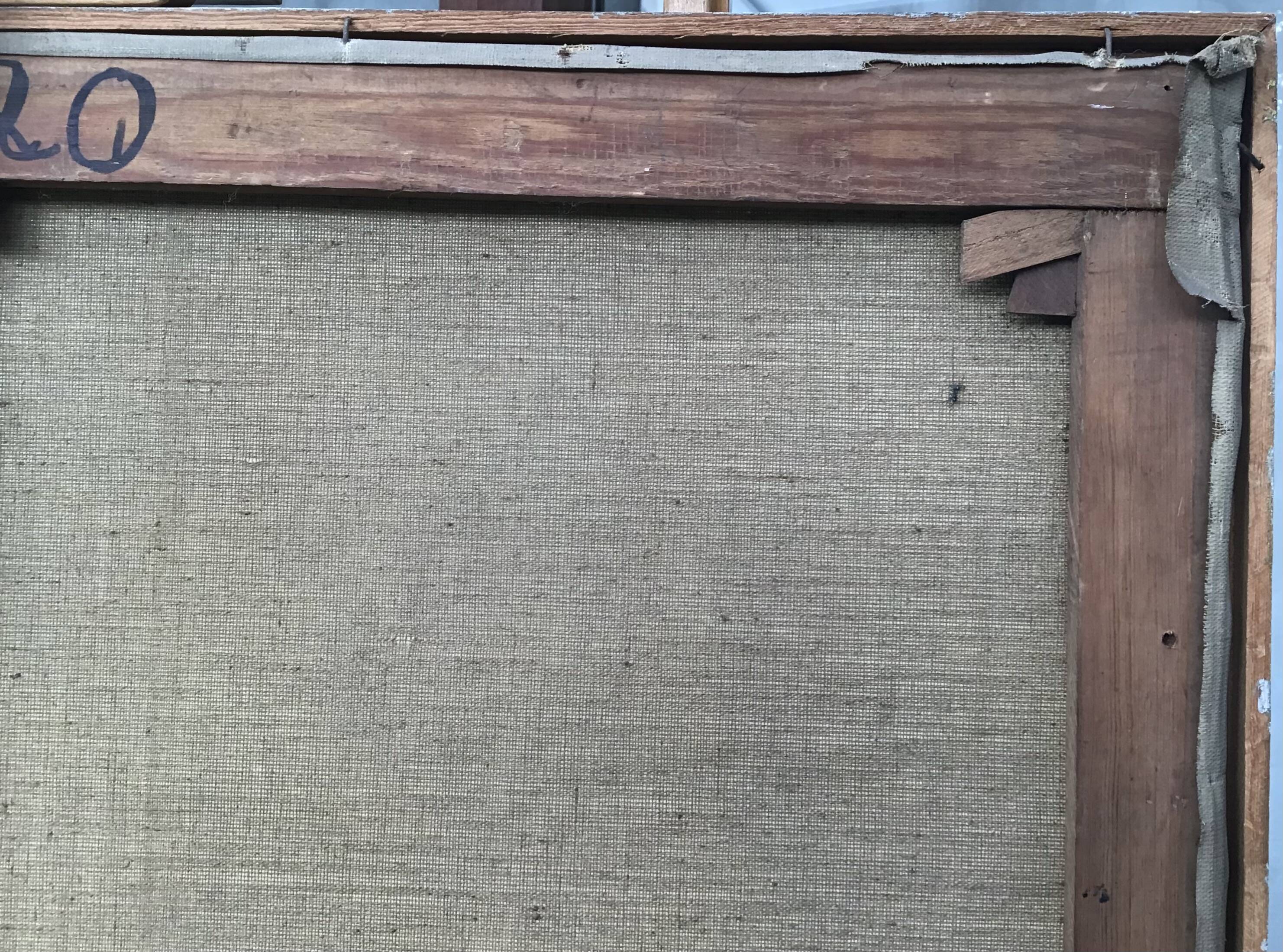 Oil on canvas - “The deck of the trawler returning from fishing” by Lucien Staquet (1911-1989)