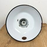 Industrial Black Enamel Factory Lamp with Cast Iron Top, 1960s