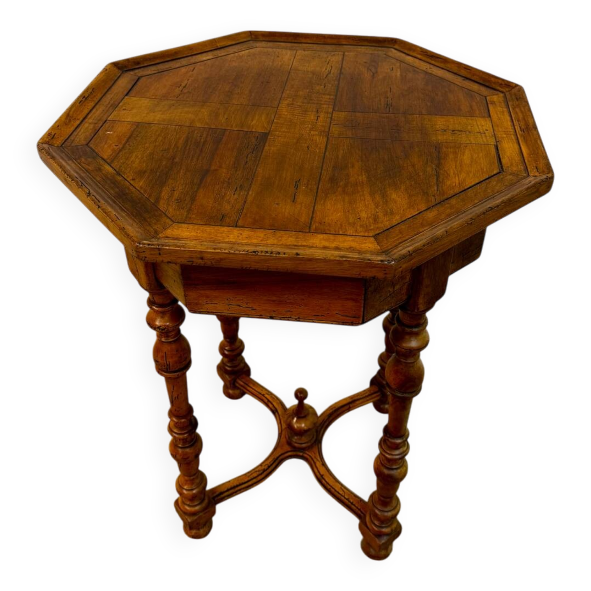 English octagonal inlaid table