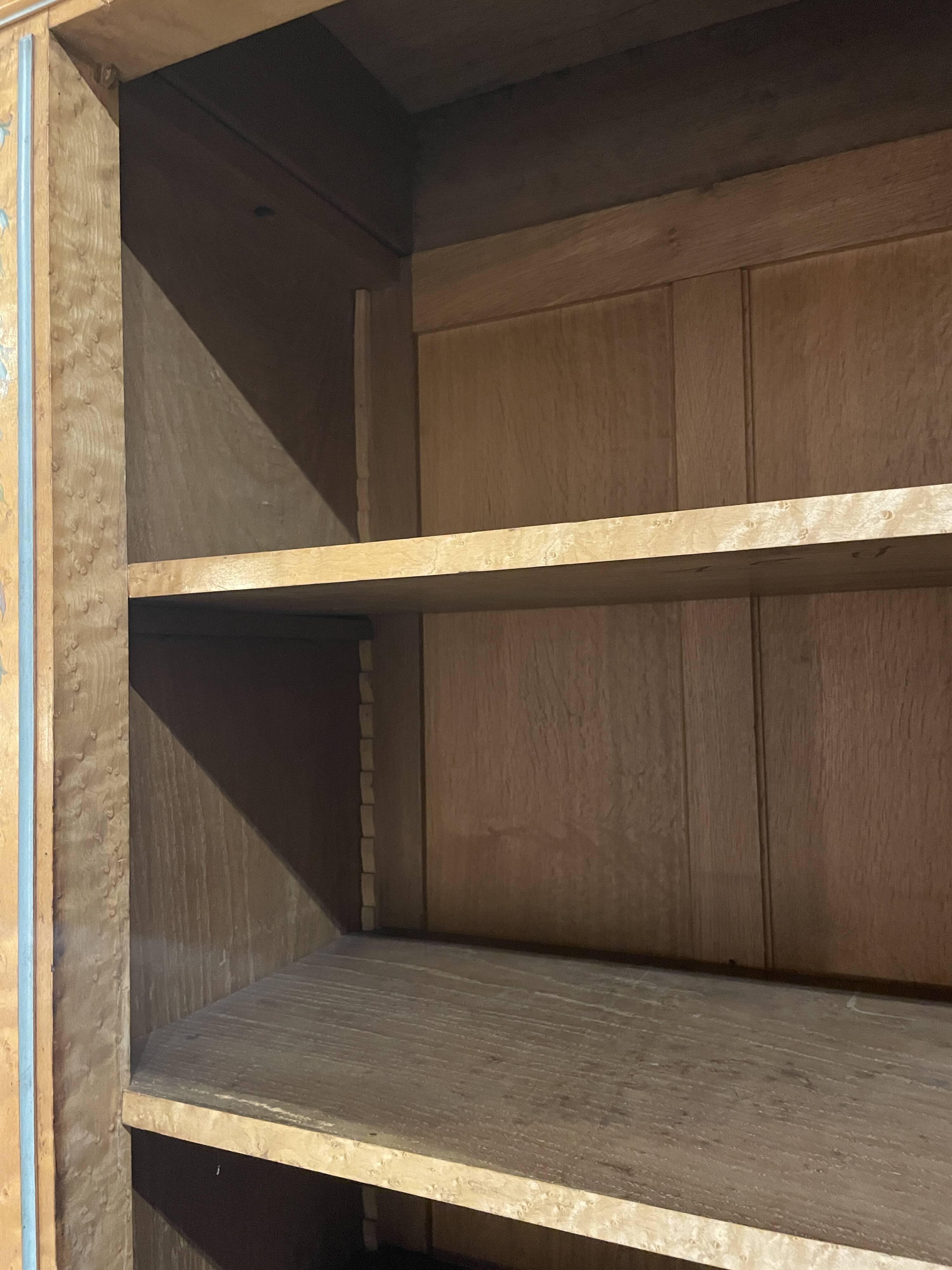 Mirror wardrobe from the late 19th century – painted bird's-eye maple