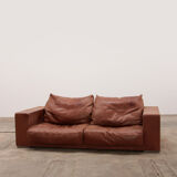 Vintage sofa gognac color model budapest design by paola navone by baxter.