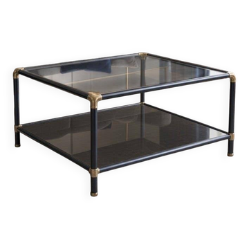 Table basse vintage en verre fumé