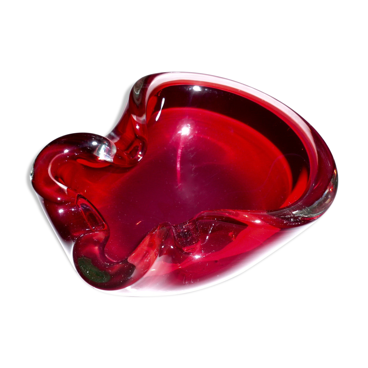 Ruby and transparent red Murano ashtray