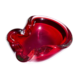 Ruby and transparent red Murano ashtray