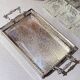 Silver-Plated Tray with Six Cut Glass Dishes, Vintage Entertaining Set