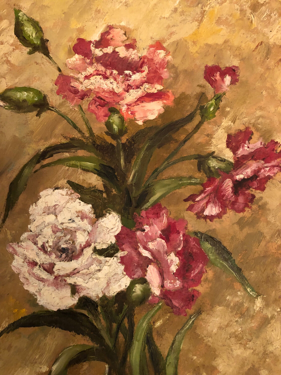 Oil bouquet painting on panel