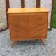Vintage chest of drawers in blond and golden oak, compass legs and 4 drawers, 1950s