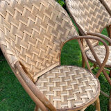 Trio of braided chestnut chairs