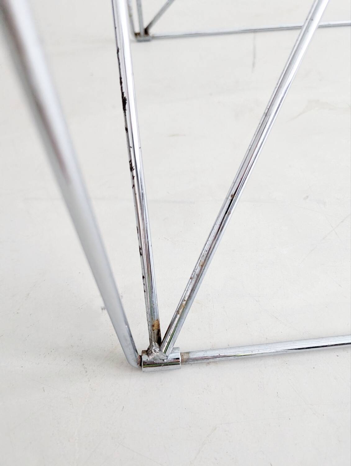 Folding steel and glass dining table by Max Sauze 1970s