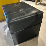Vinyl storage chest pouf 1970