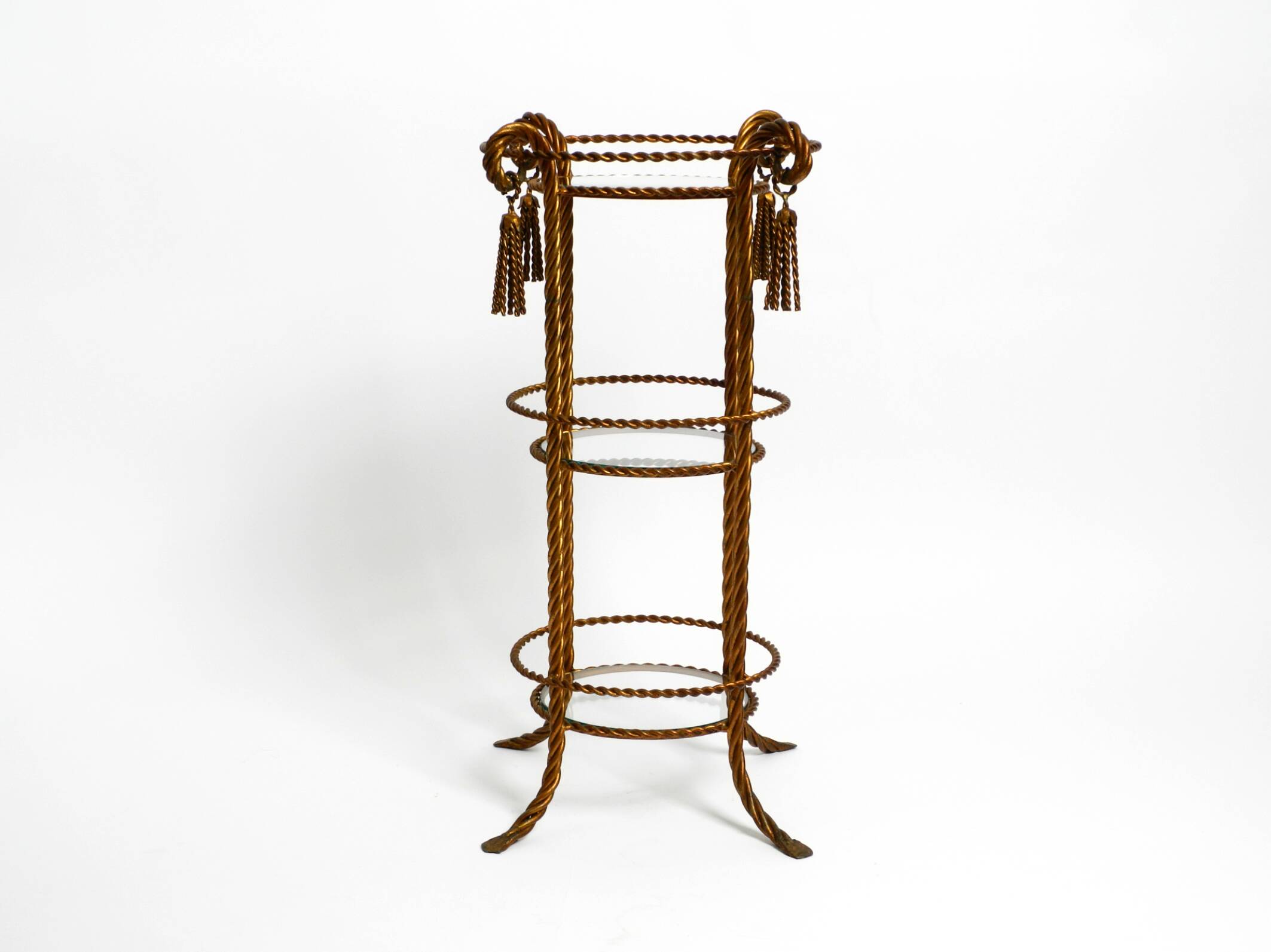 Italian Mid Century Regency side table in gold plated Metal by Li Puma