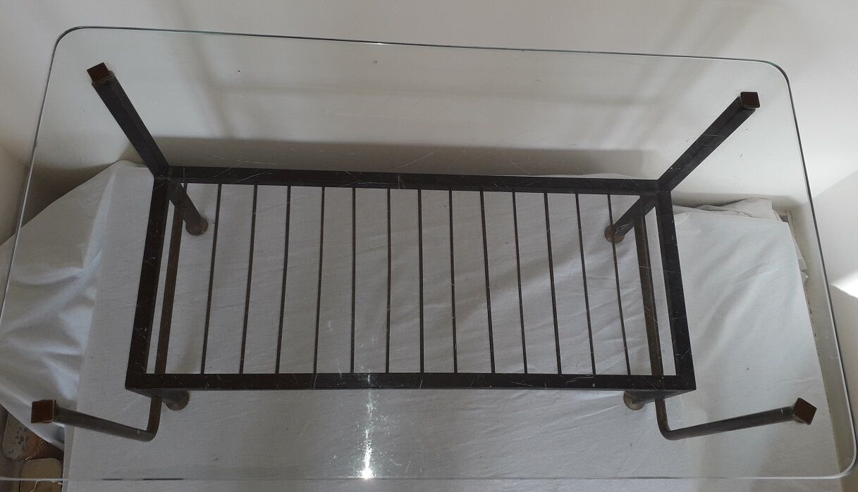 60's design metal and glass coffee table
