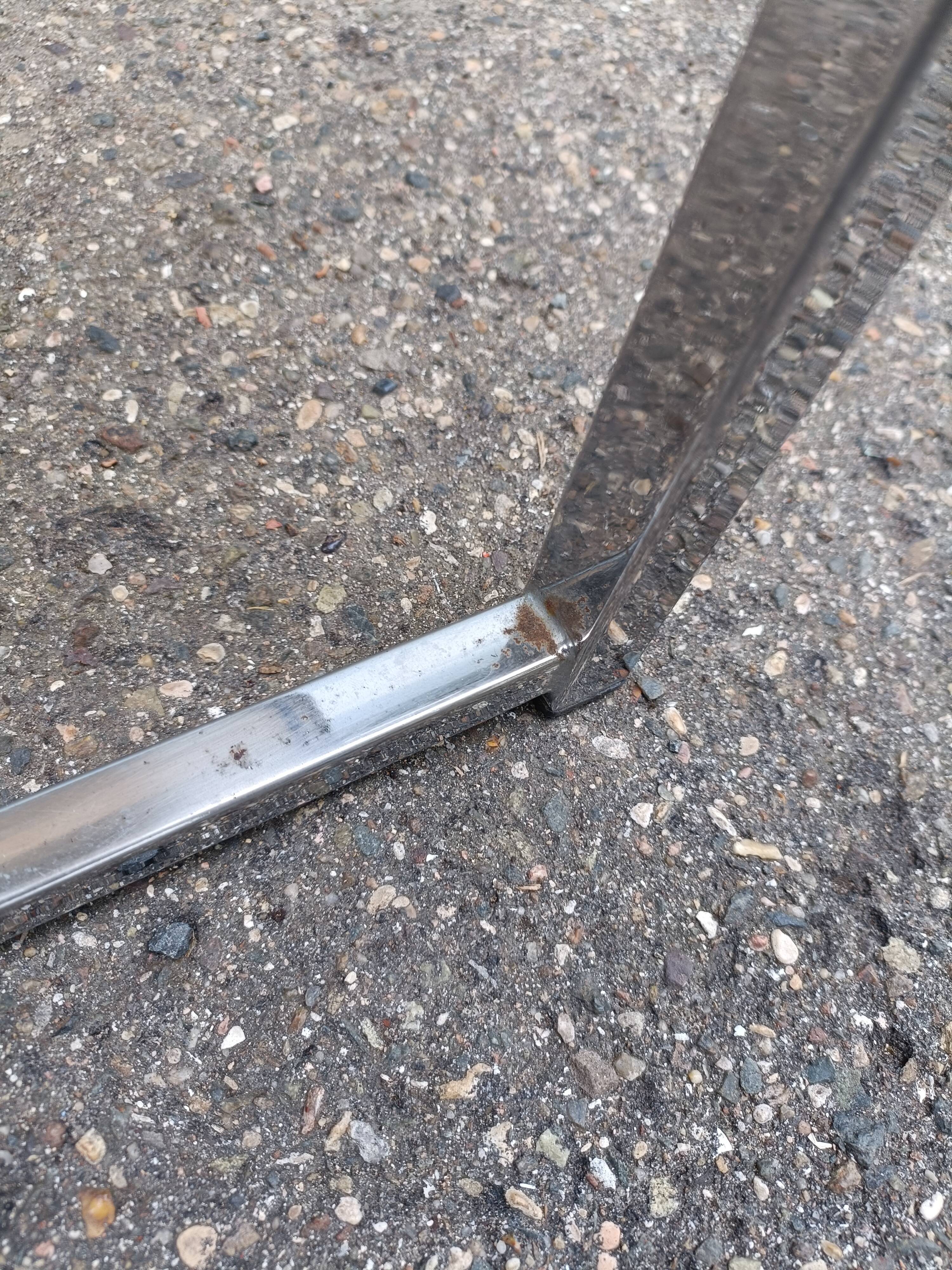 Table d'appoint vintage chrome plexi fume