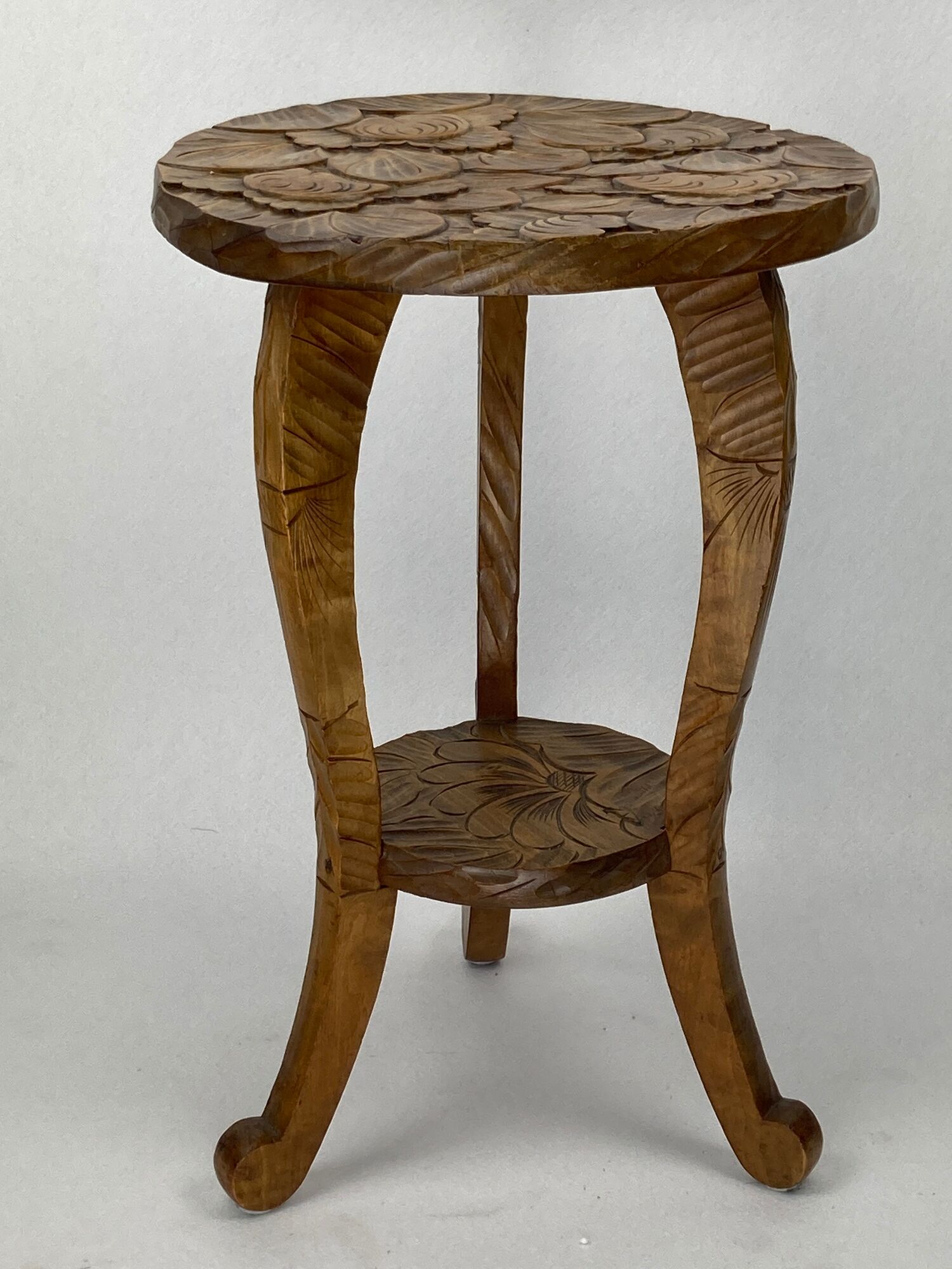 Antique Japanese hand carved side table, Liberty London ca 1905