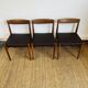 Set of 3 vintage Scandinavian chairs - teak and brown leatherette