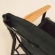 Maërl armchair, Galathée model, black leather, solid wood armrests of your choice