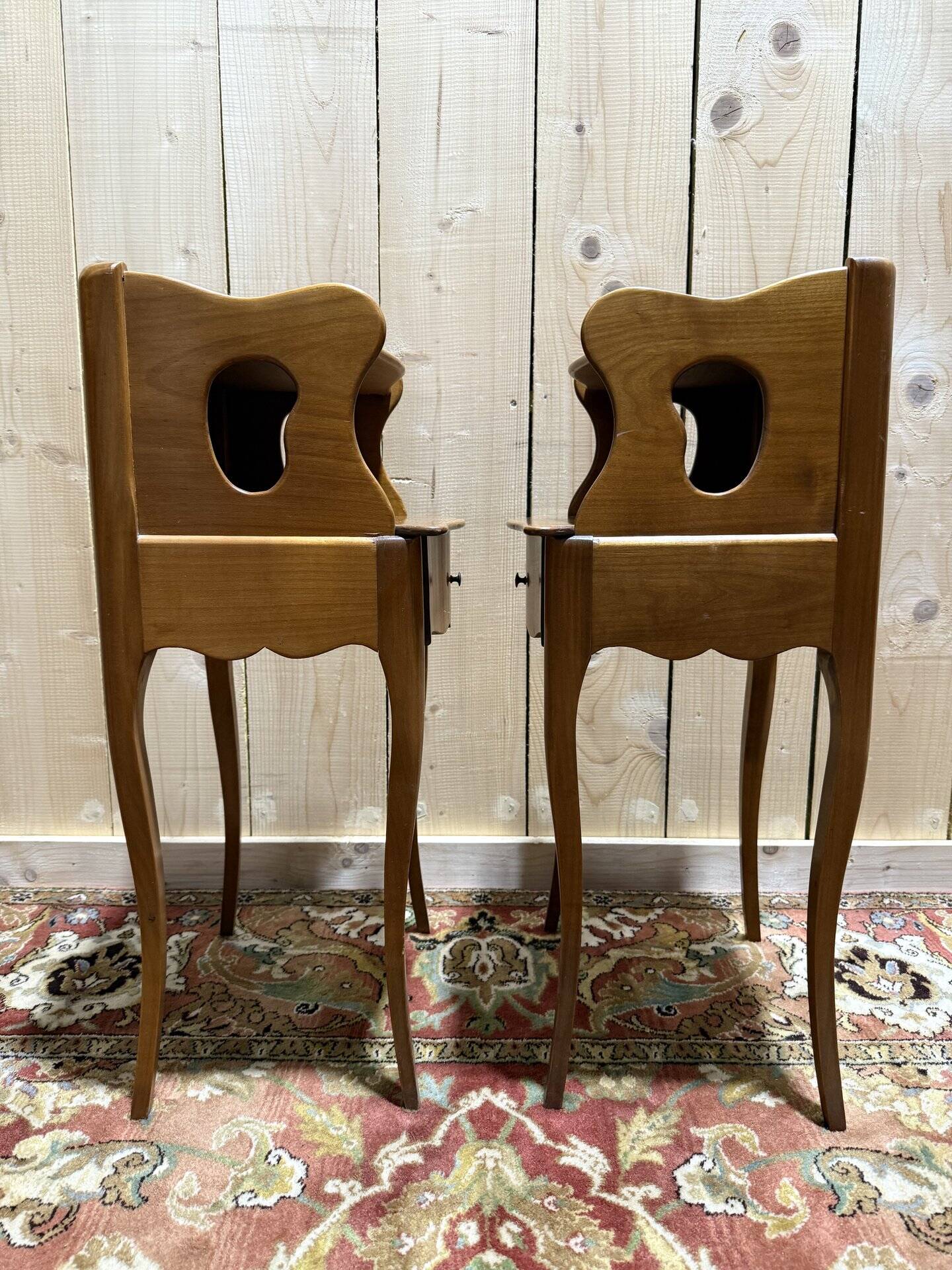 Pair of Louis XV style cherrywood bedside tables