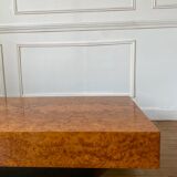 Coffee table in elm magnifying glass Rochebobois vintage