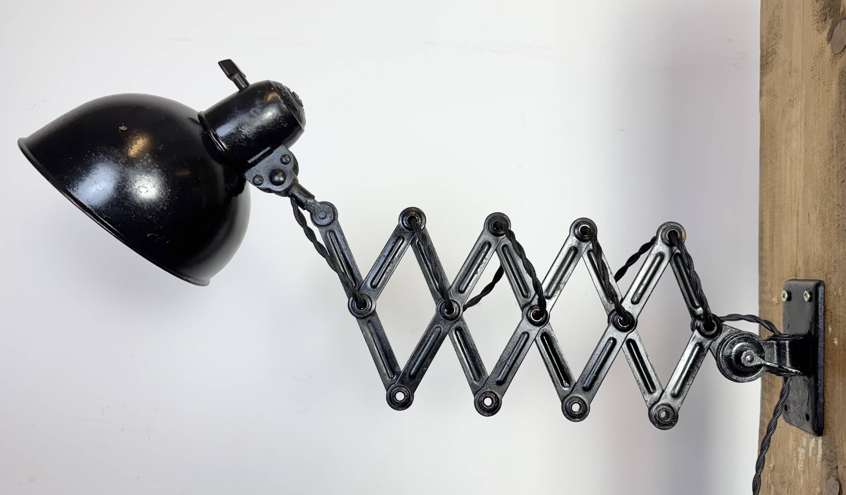 Black Industrial Bauhaus Scissor Wall Lamp from Kaiser Idell, 1930s