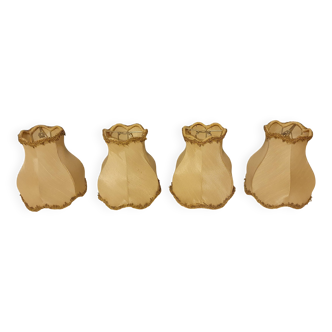 Set of 4 fabric lampshades with fringes